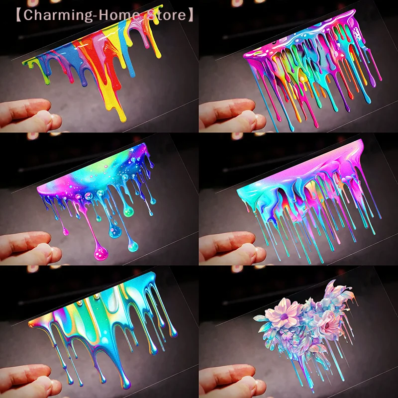 【M】Car Decoractive Stickers With Dopamine Coloured Fluid Paint Vinyl Reflective Car Decal For Car Bumpers Side Body