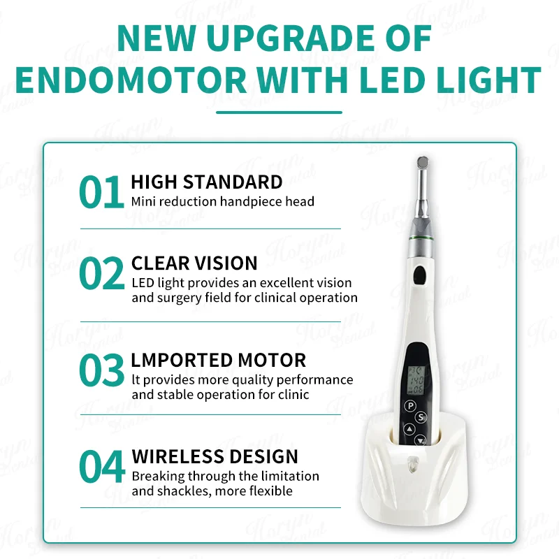 Den tal Equipment LED Wireless Mini 16:1 Reduction Contra Angle Head Rotary Endo Motor C-smart Root Canal Treatment