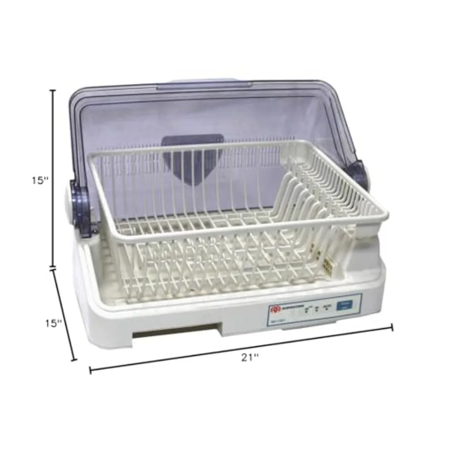 Electric Warm Air Dish Dryer for 4-Person Kitchen Use Stainless Steel Frame Silver Color Fast Drying with Energy Efficiency