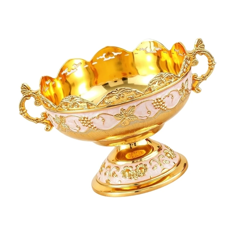 547F Footed Fruit Candy Bowl for Family Serving, Metal Display Dish Plate for Coffee Table Use, Table Setting, and Home Company