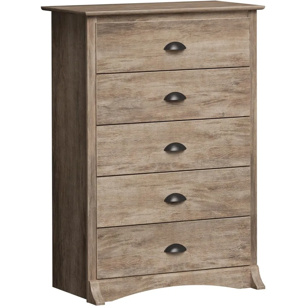 

5-Drawer Tall Dresser for Bedroom, Farmhouse Dresser Chest of Drawers 17.75" D x 31.5" W x 44.75" H