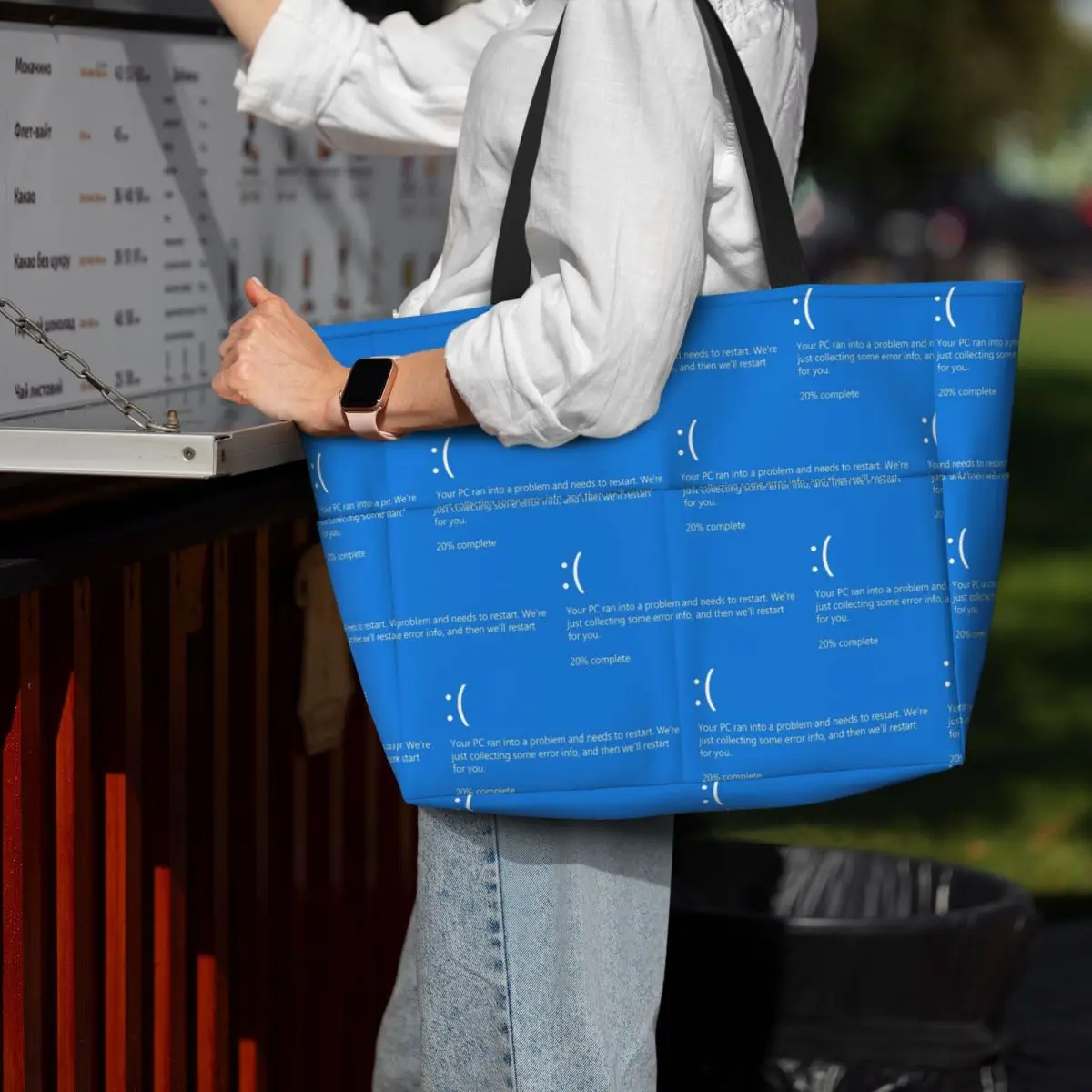 

Blue Screen Of Death NEW Beach Tote Bag Sport Gym Yoga Duffle Large Tote Bag Women Travel Bag Fitness bag