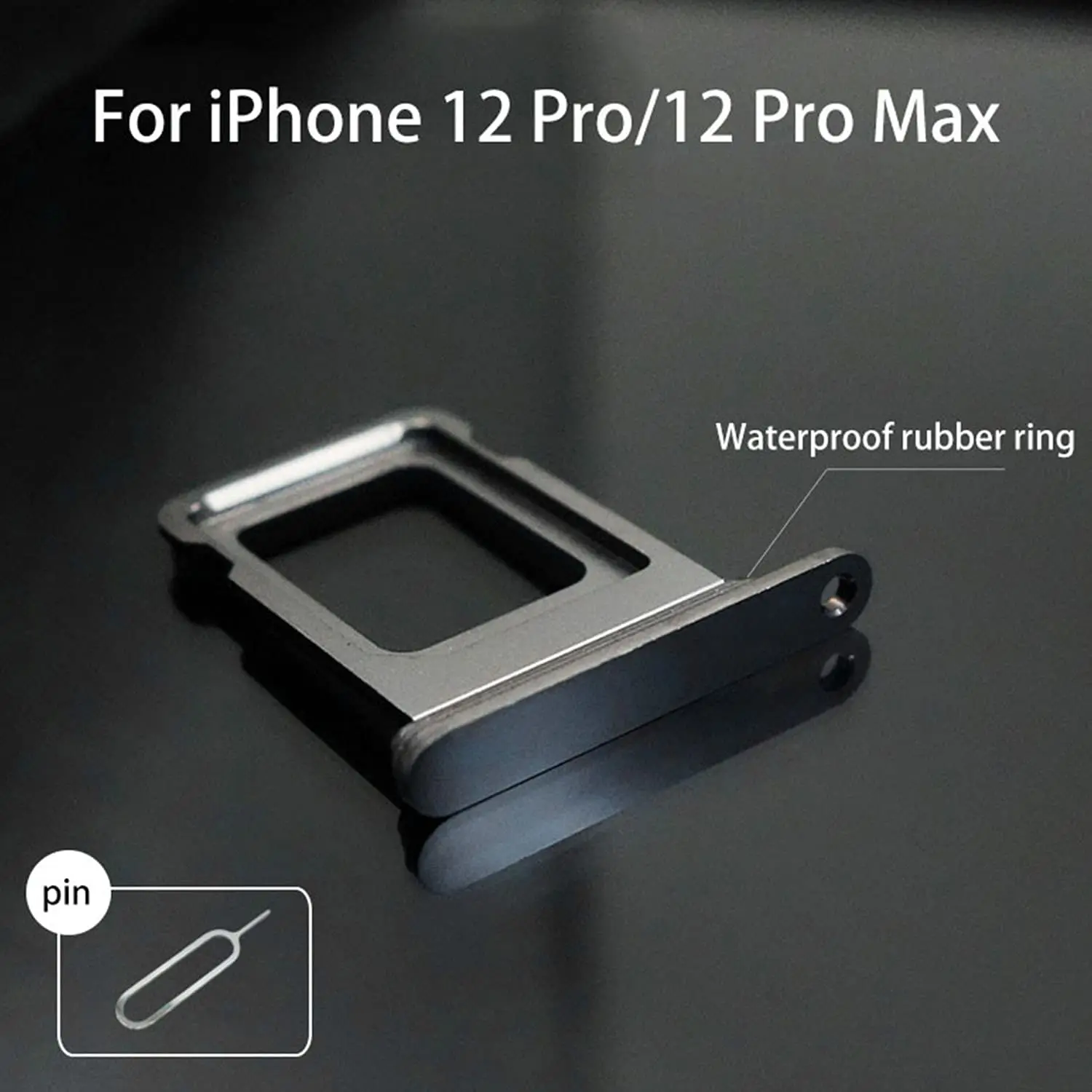 Única substituição do entalhe do suporte do cartão da bandeja do sim para o iphone 12 pro 12 pro max 2021-incl. Junta de borracha & pino sim pode