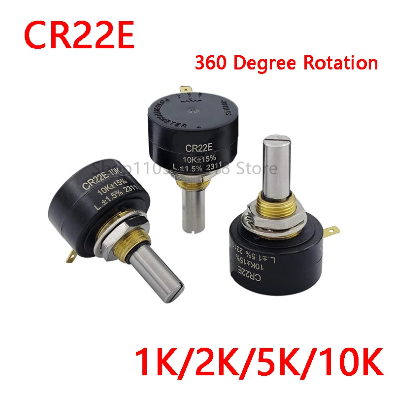CR22E 1k 2k 5k 10k Conductive Pastic Potentiometer WDD22P1 360 Degree Rotation Replace FCP22E 3Pins 6MM Round Shaft Original
