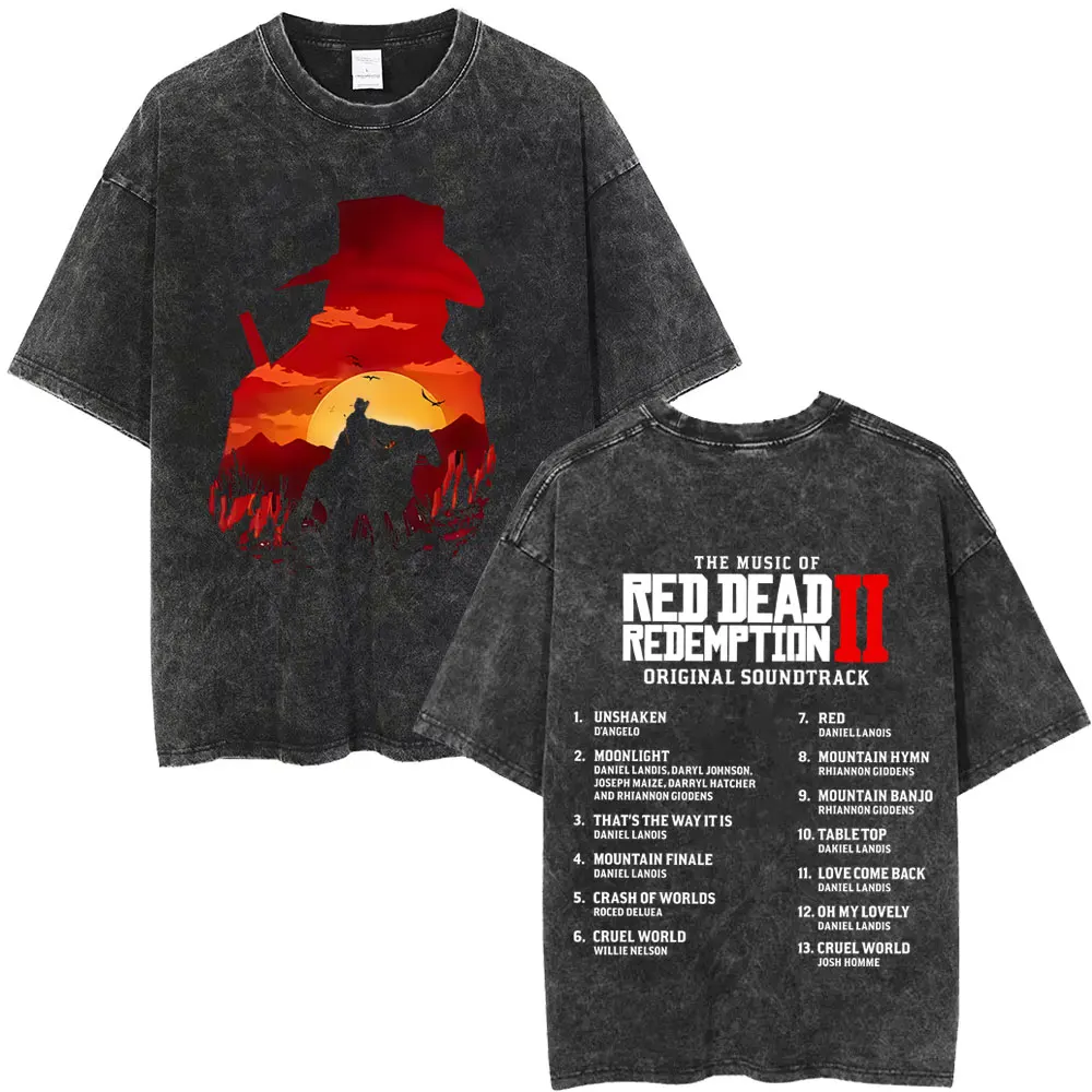 

Washed Vintage Game Player Red Dead Redemption 2 Merch T-shirts Men Women Retro Otaku Lover T Shirts Male Oversized Streetwear