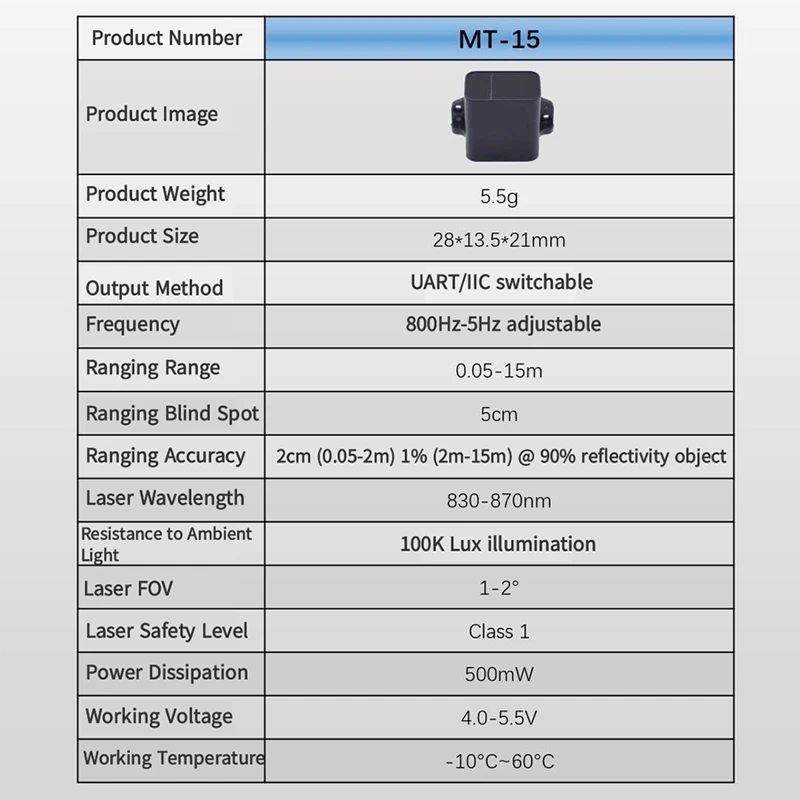 MT-15 Module 15 Meter Laser Ranging Sensor APM/PX4 Unmanned Aerial Vehicle Altitude Determination And Obstacle Avoidance