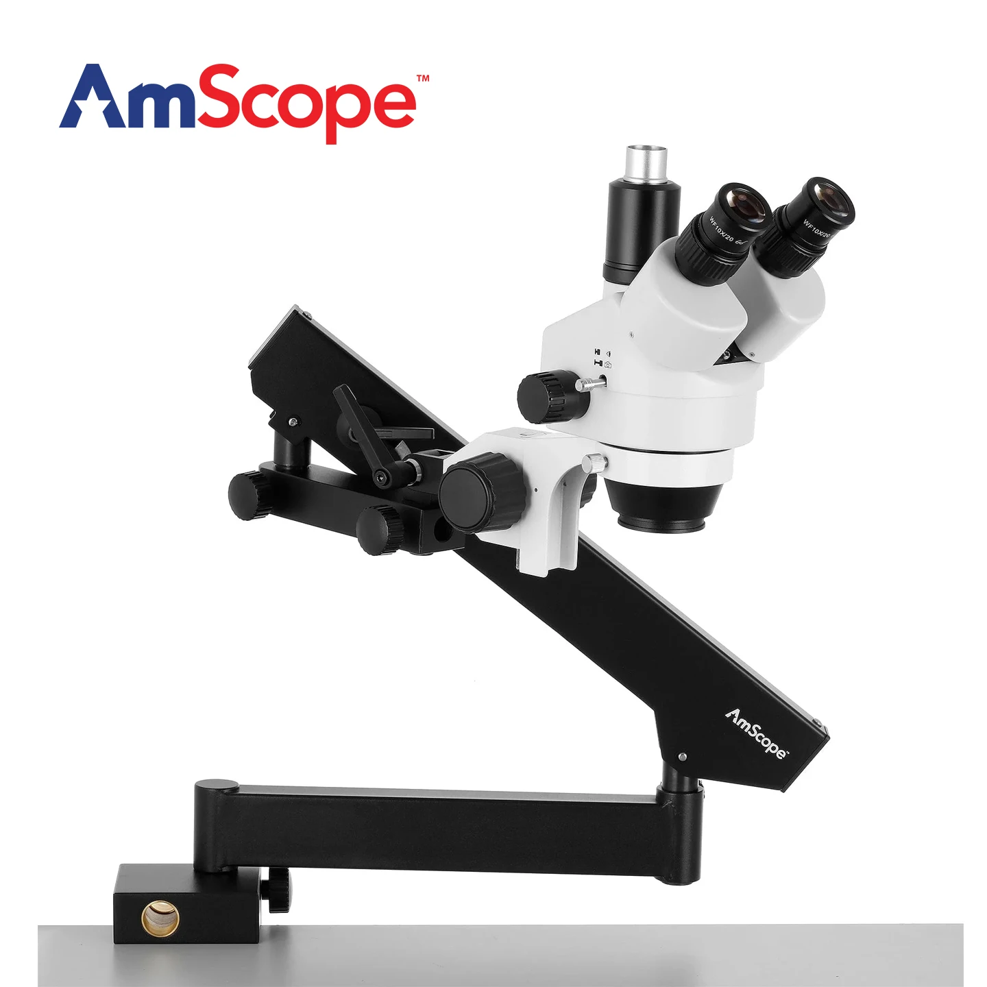 AmScope SM-6T Serie Trinokulares Gelenk-Zoom-Stereomikroskop mit Klemme und 144-LED-Beleuchtung