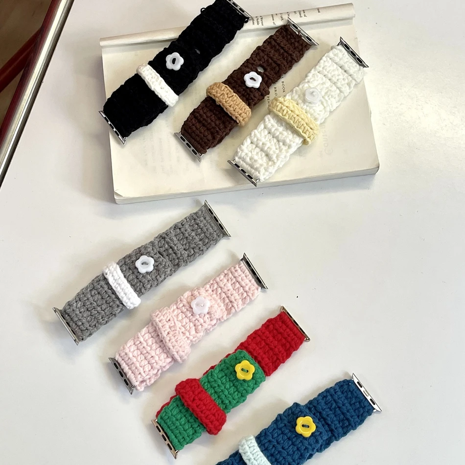 Wool Knitting Strap For Apple Watch Series 9 8 7 6 SE 5 4 45/44/42/41/40/38mm Fashion INS Cute Band Bracelet IWatch Ultra 2 49mm