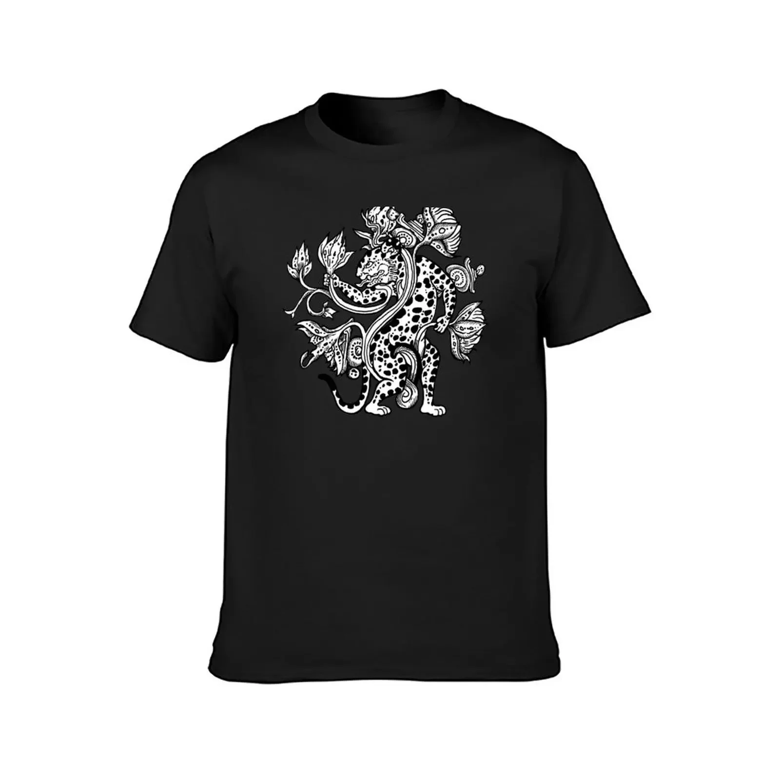 Mayan Jaguar with Lotus T-Shirt custom t shirt man t shirt mens graphic t-shirts hip hop