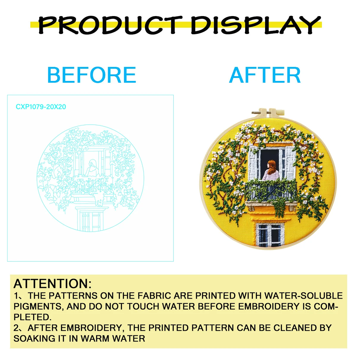 1pc 20X20CM/15X15CM Embroidery Starter Kit DIY Kit Cross Stitch Sewing Art - The Woman by the Window