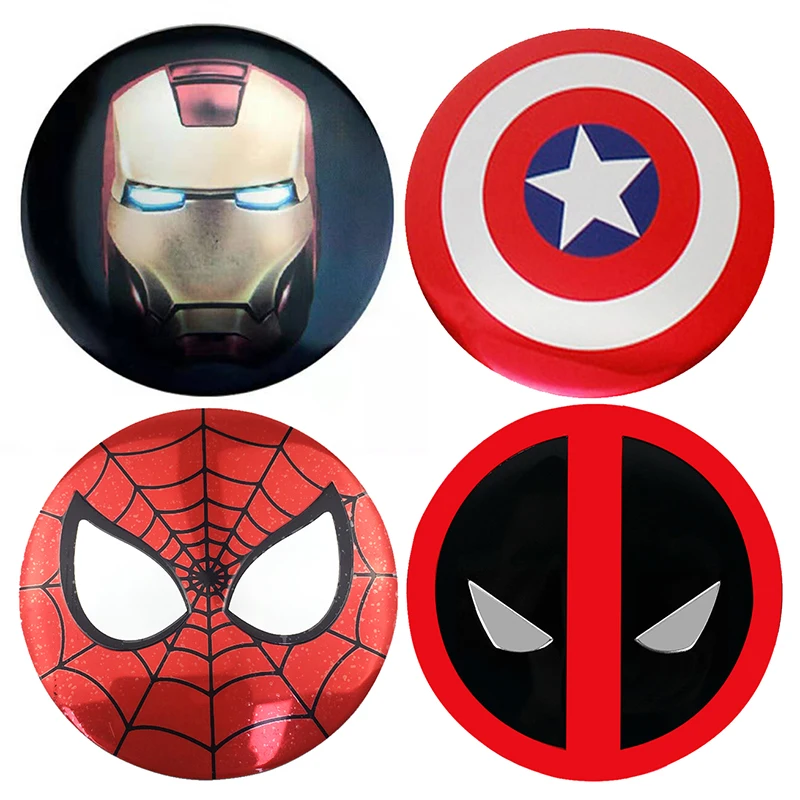 Universal 56mm Captain America Deadpool Spider-Man Car Wheel Center Emblem Hub Cap Sticker for Honda Toyota Mazda Jeep Nissan