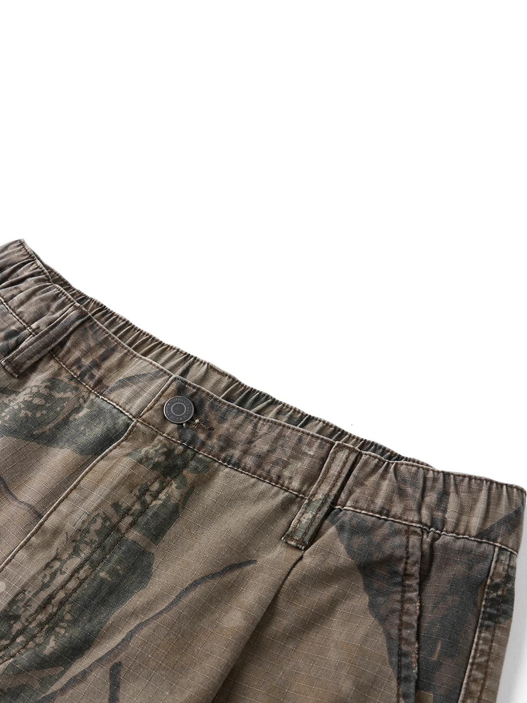 SIMWOOD Loose Fit Dyeing Vintage Camouflage Work Shorts Casual Men's Cotton Shorts with Hemming Detail Five-Quarter Length