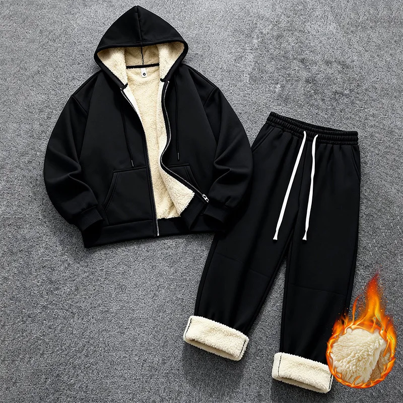 

Мужской бархатный комплект Fce на подкладке Thiened Lamb, теплая толстовка с капюшоном, повседневная одежда, длинный свеч Busin G...