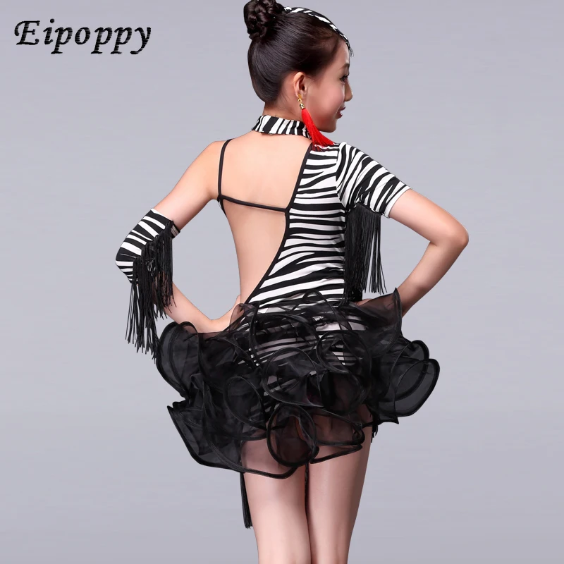 زي تنورة الرقص اللاتينية للأطفال ، ملابس الرقص اللاتينية للبنات ، فستان شرابات ، ملابس المنافسة