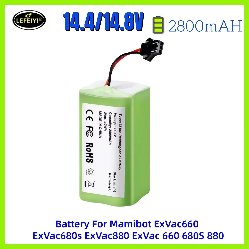 Neuer 14,8V 2800mAh Lithium-Ionen-Akku für Roboter-Staubsauger Mamibot ExVac660 ExVac680s ExVac880 ExVac660 680S 880