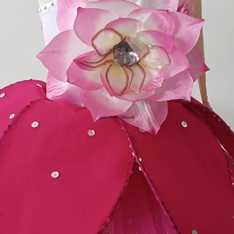 Costume de performance de parfum de magnolia pour enfants, fleurs de pêcher, danse d'ouverture nationale, style anni pour filles