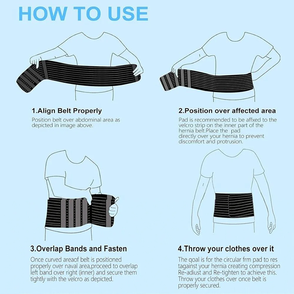 1PCS Hernia Support Belt & Removable Pad - Breathable Abdominal Compression Binder for Belly Button,Unguinal Hernia Pain Relief