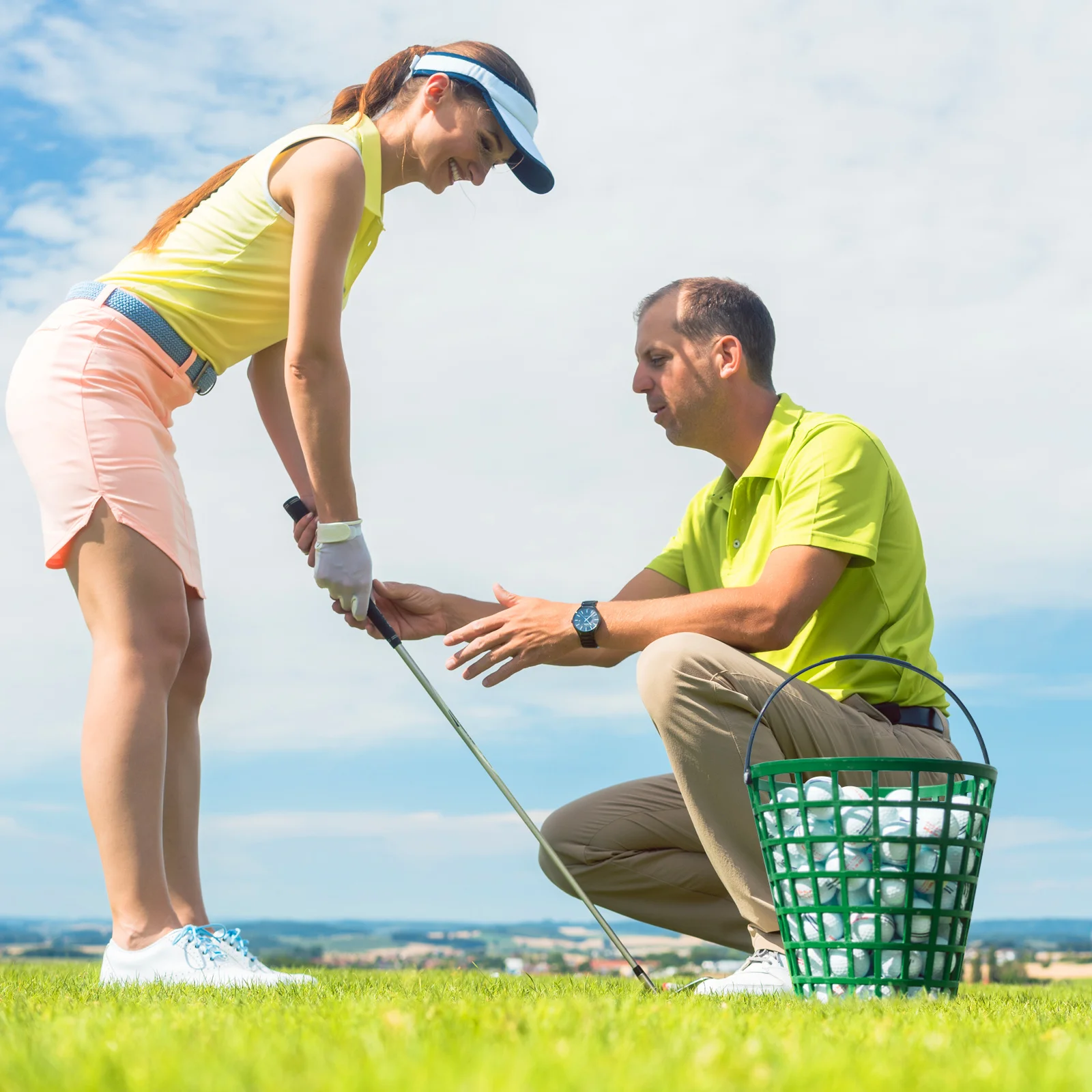 

100pcs Ball Range Buckets Golfball Hoop Ball Basket Container Foldable Handle Outdoor Training Range Bucket Green