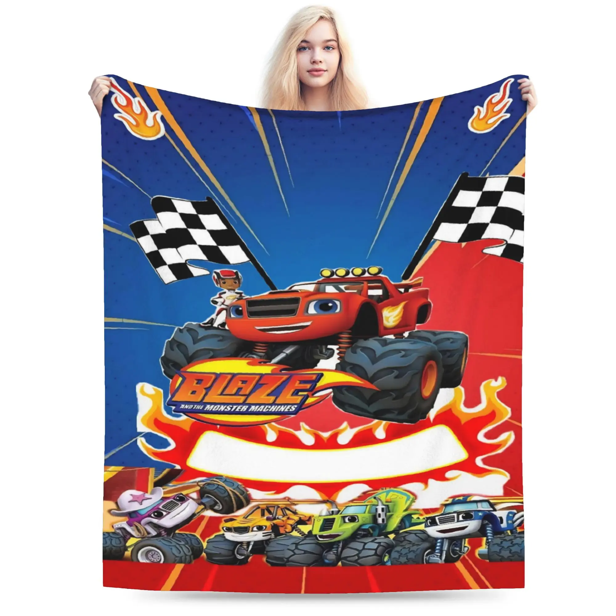 Super Soft Blaze and the Monster Machines Throw Blanket Premium Fleece Flannel Lightweight  Bed Blanket Super Cozy Bedspread