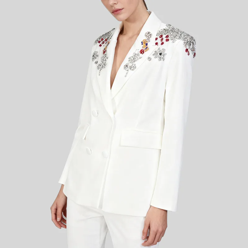 ANJY 2026 Spring Autumn New Women Trend High-End Office Lady Casual Blazers Heavy Beading Diamonds Slim Fit Blazer Jacket A19353