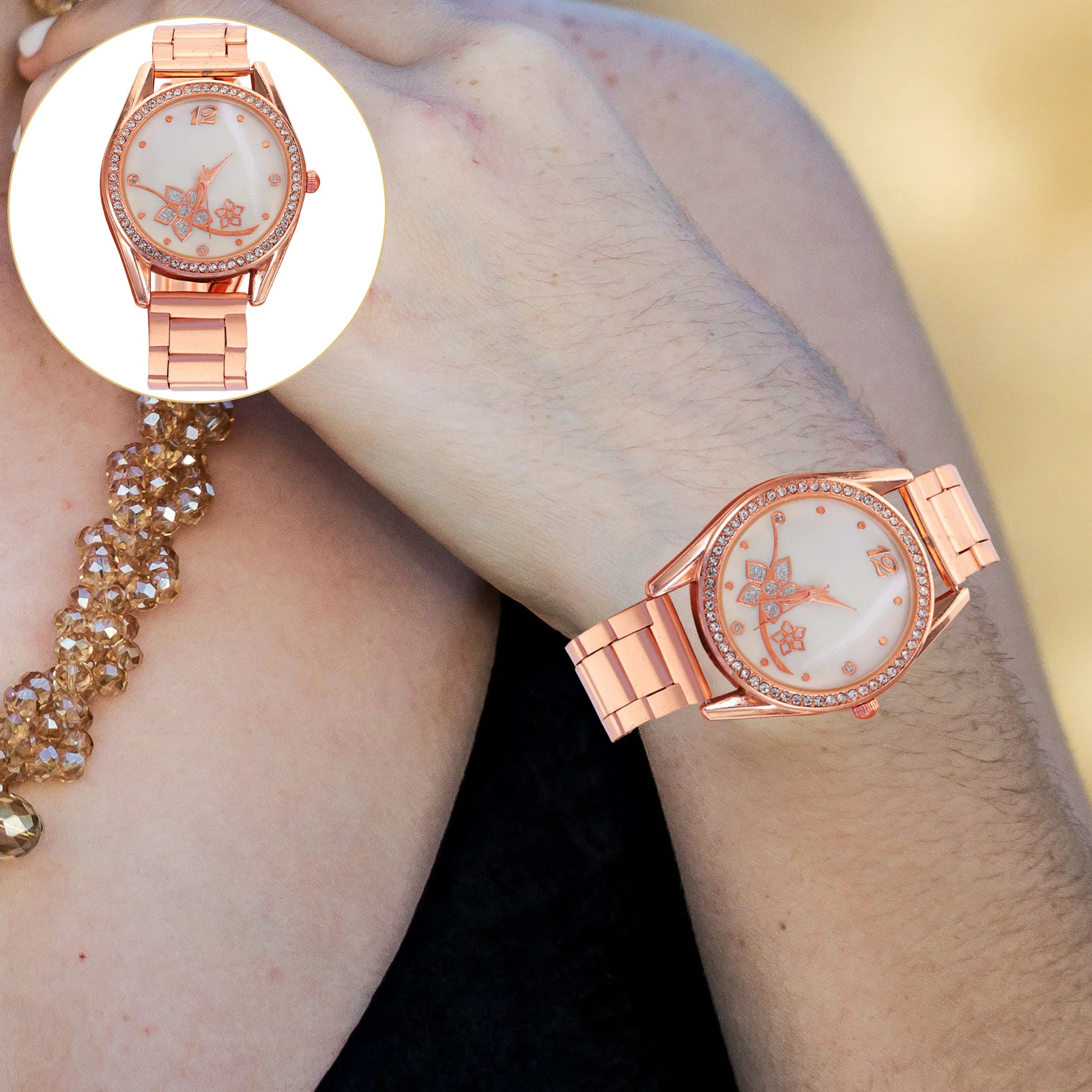 Flower Design Alloy Strap Wrist For s Girls Exquisite Decorative Watch Comfortable Belt Clear Dial Precise Timekeeping