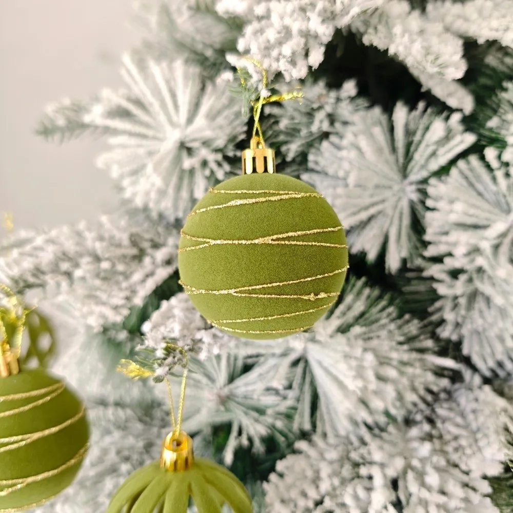 30Pcs 6CM Christmas Tree Hanging Ball Flocked Reusable Christmas Spheres Break-Resistant Elegant Christmas Ball Ornament