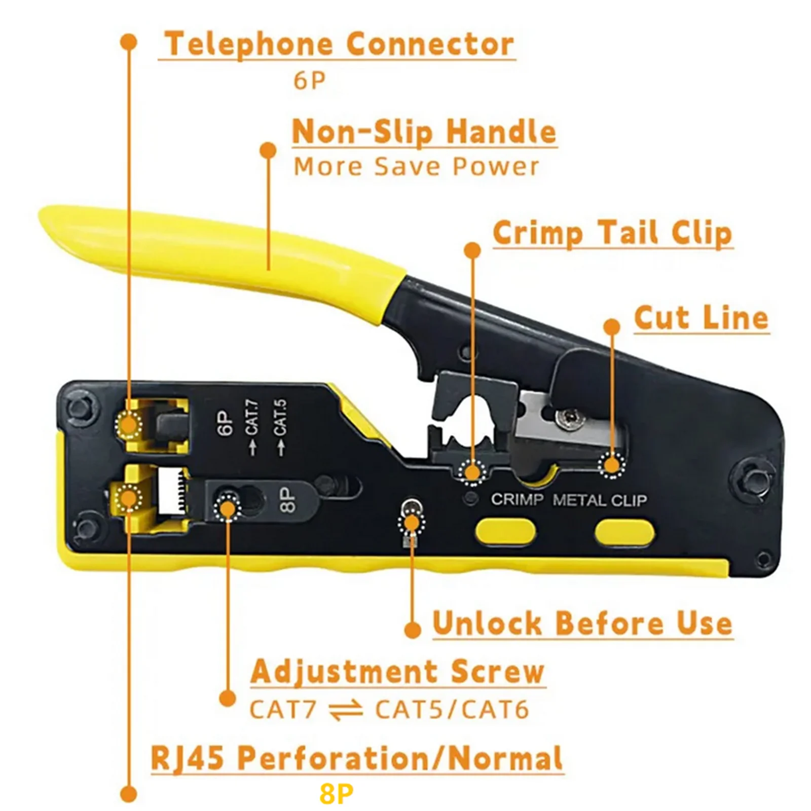 Многофункциональные сетевые плоскогубцы, обжимной инструмент Cat5 Cat6 Cat7 RJ45, обжимной инструмент все в одном EZ для обжима RJ45