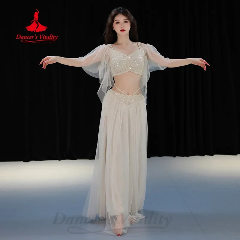 

BellyDance Practice Clothes for Women Advanced Sequin Mesh Set Belly Dancer Training Professional Clothing Oriental Dance Outfit