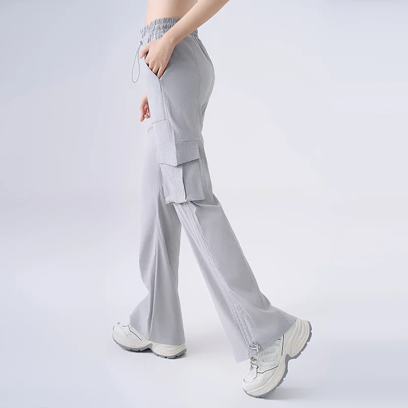Running Sports Pants Women's Quick-Drying Fitness Yoga Pants Multi-Pocket Skinny Wide Leg Outdoor Tooling Casual Pants