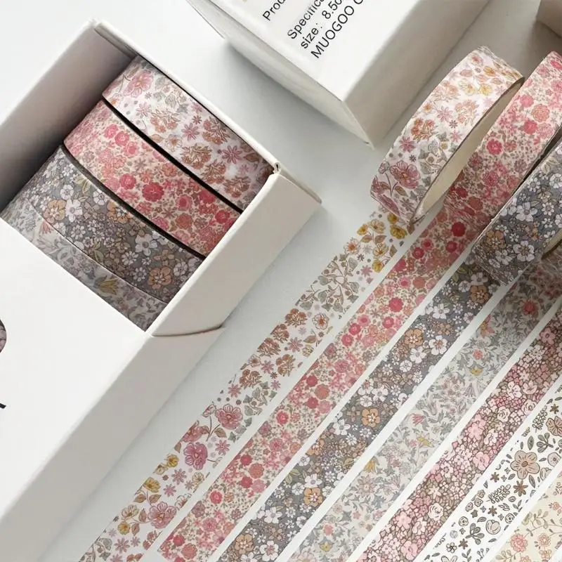 918C 8Pieces Scrapbooking Decorative Tape Aesthetic Masking Tape for Scrapbooking Journal Notebook Photo Frame Packaging
