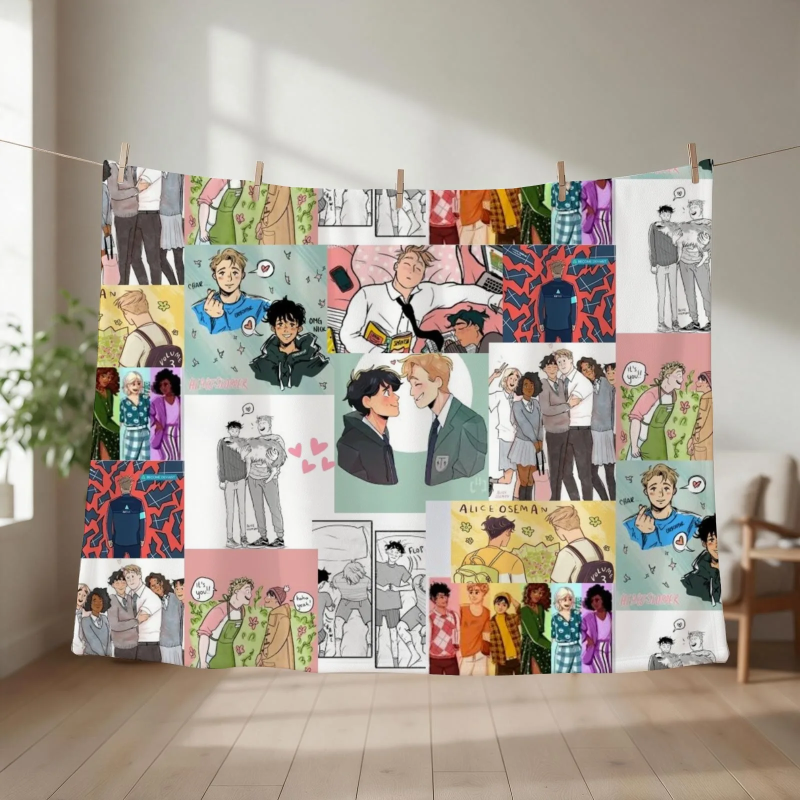 Heartstopper Memorable Moments Collage #2 Throw Blanket couch cozy soft plush fuzzy picnic outdoor blanket