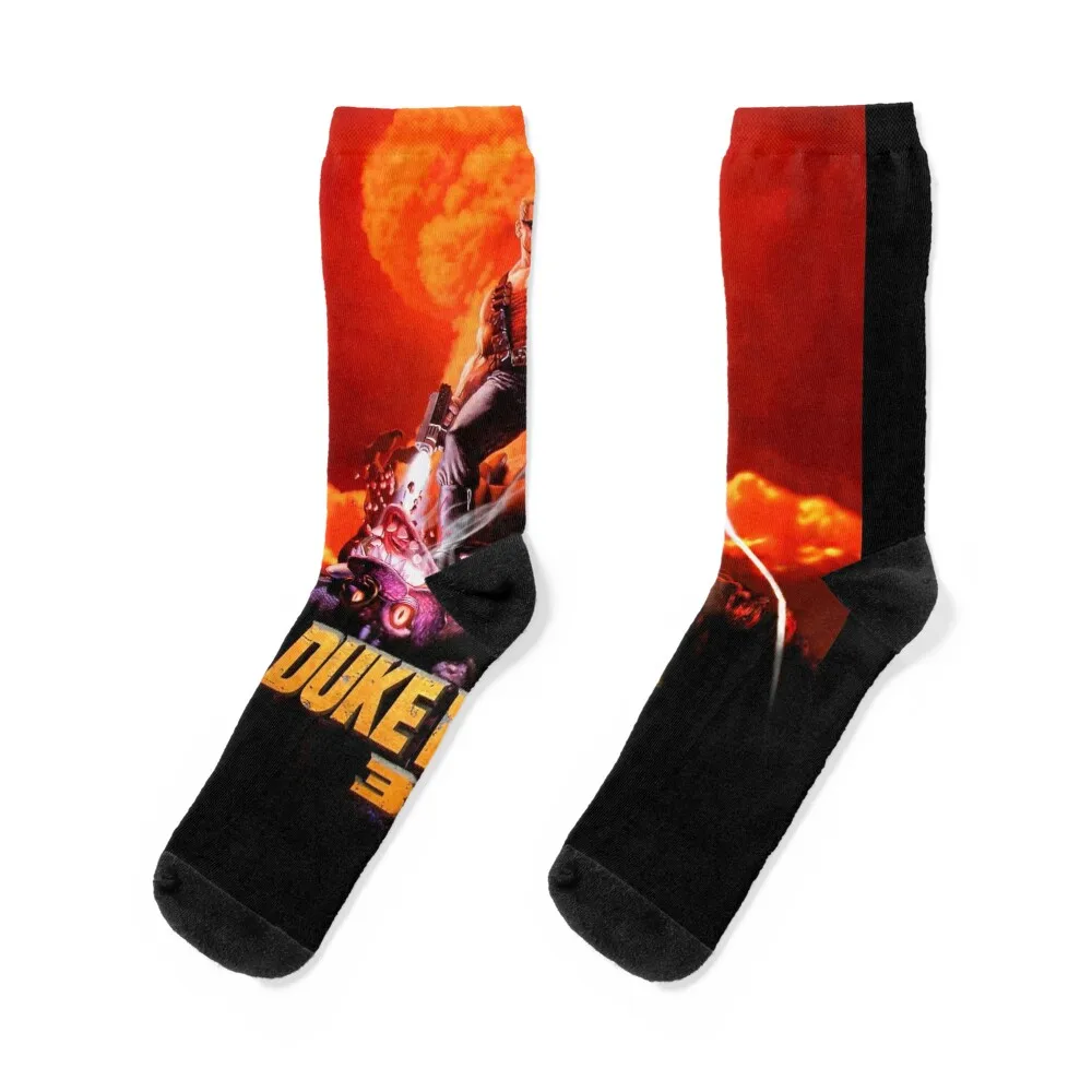

Duke Nukem 3D retro game print (High Contrast) Socks floral short summer Stockings Women Socks Men's