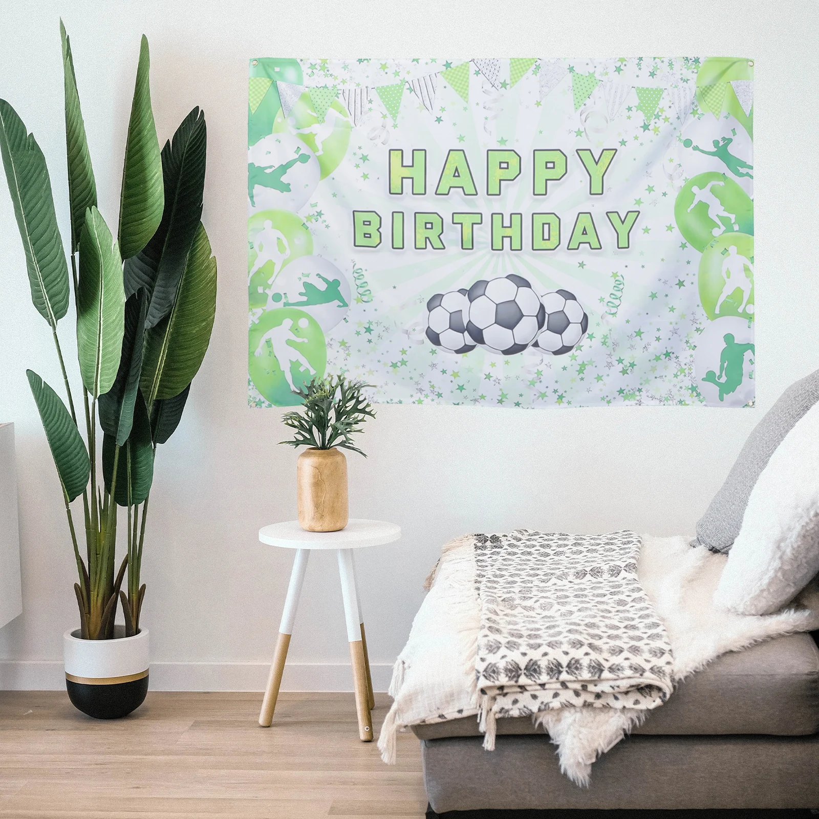 

Football Birthday Decor Photo Background Cartoon Polyester Backdrop Cloth Sports Party Layout Style Durable Practical Colors