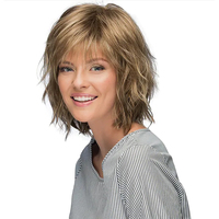 HAIRJOY Brown Short Wigs for Women Synthetic Hair Wig Curly with Bangs