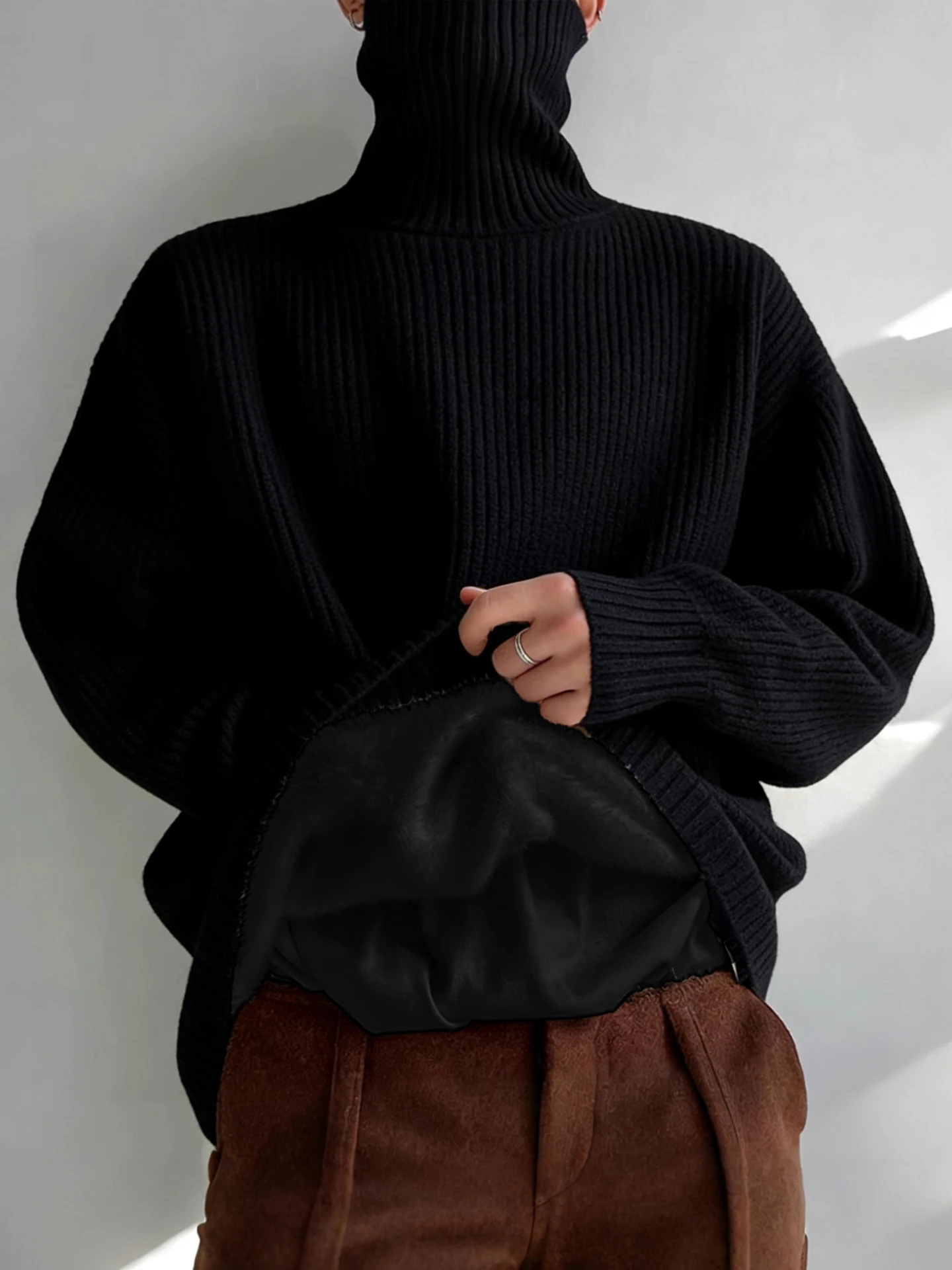 

Мужской вязаный свитер с высоким воротником на флисовой подкладке, зимний, утепленный, повседневный, класса люкс, теплый, базовый трикотаж