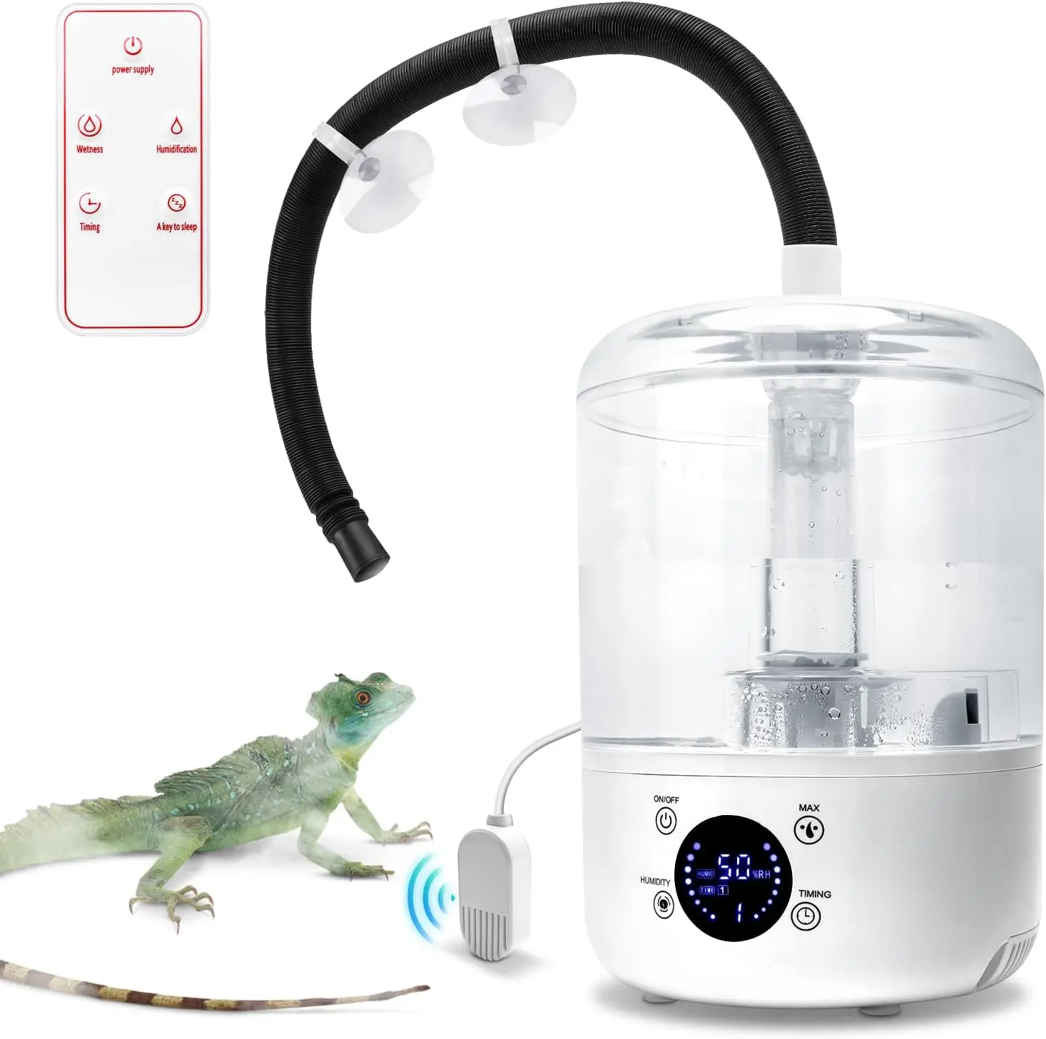 

4L Reptile Humidifier with Humidity Sensor, Timer & 3 Mist Levels, Quiet & Auto Shut-off
