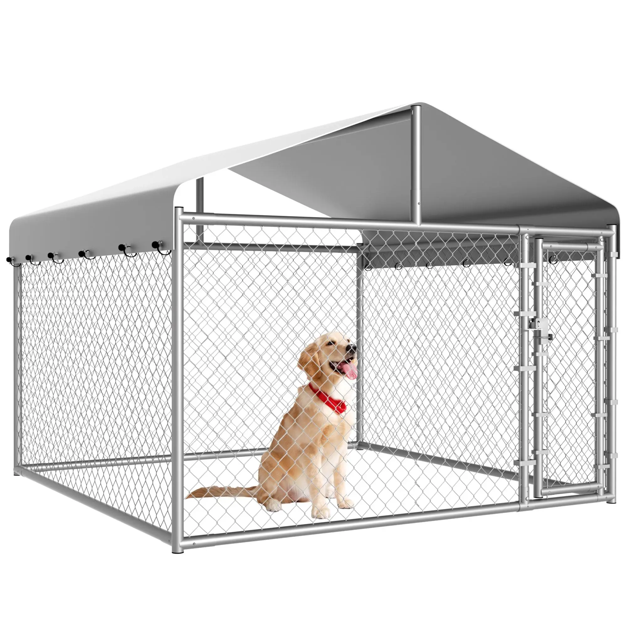 10 x 10 x 6.56 ft Outside Dog Kennel Outdoor Large with Roof, Enclosure with Roof, Outdoor Heavy Duty Dog Run Pens