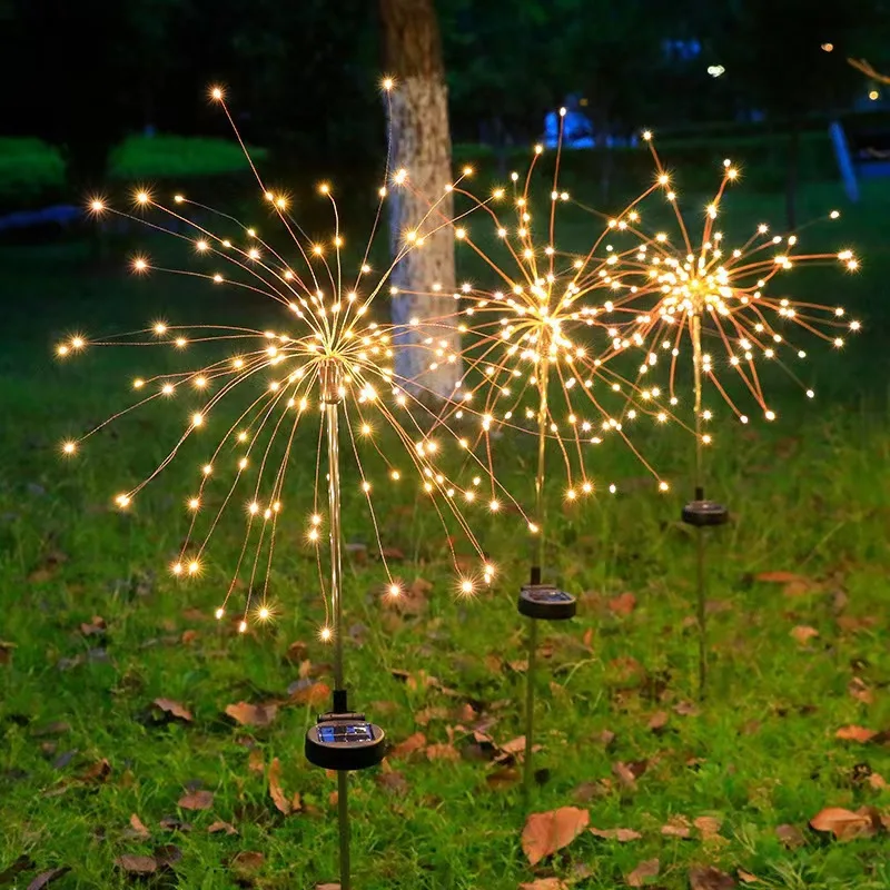 Luces LED solares de fuegos artificiales, decoración de jardín al aire libre, luces de hadas, lámpara de césped de diente de león impermeable para