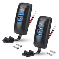 USB Car Motorcycle Charger Dual QC3.0 PD Type-C Universal Car Charger Waterproof and Dustproof 12-24V for Car Boat Marine ATV