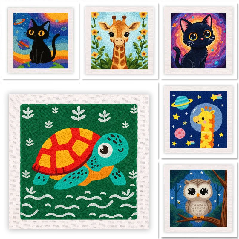 

GATYZTORY Dinosaur Punch Needle Kits With Frame for Beginners Adults Punch Needle Embroidery Set Animal Craft DIY Wall Art Gift