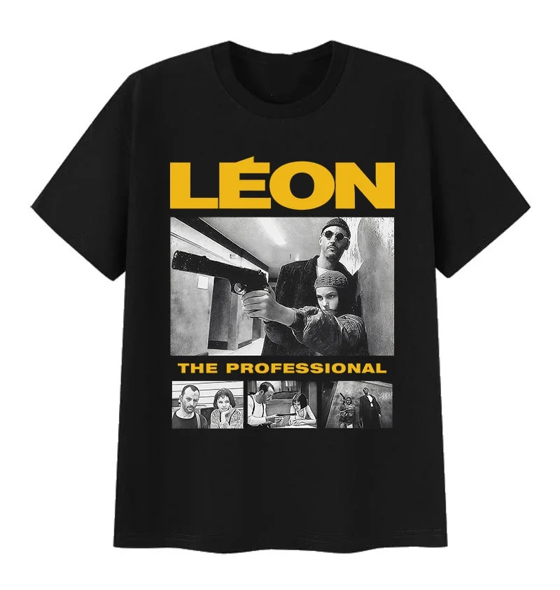 

Профессиональная футболка на плоской подошве из фильма Леона, лето 2025, мужская модная хлопковая футболка с короткими рукавами, винтажная футболка высокого качества