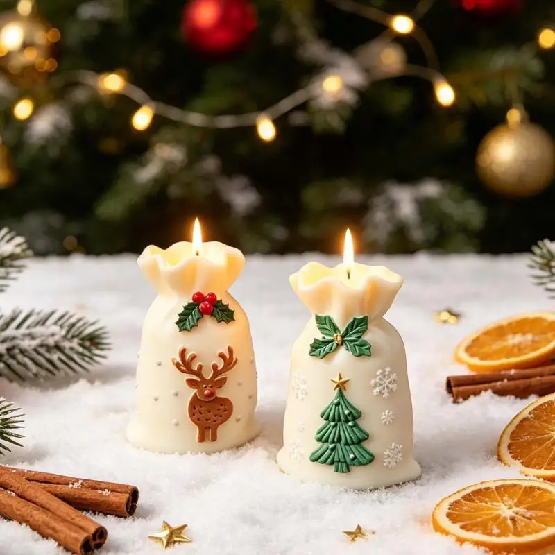 Wiederverwendbare Weihnachtssack-Silikonform, leicht zu entformendes Design für DIY-Kerzen-Hängedekoration, Weihnachtsfest- und Heimkunst-Bastelwerkzeuge – Detail 2