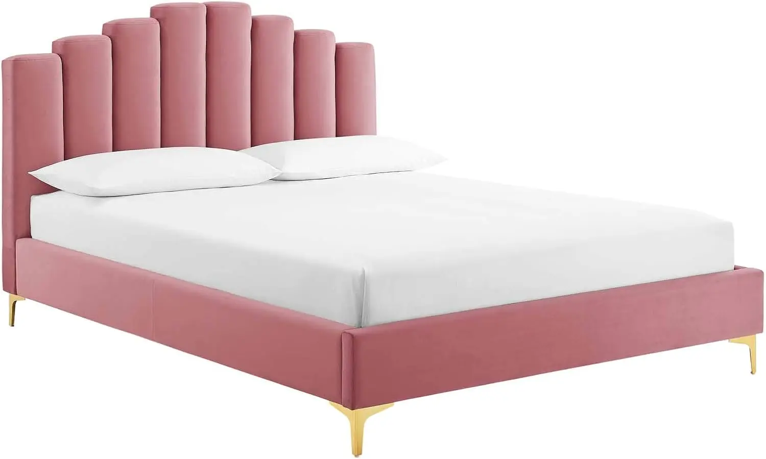 Queen Size Bed Frame with Adjustable Headboard/No Box Spring Need/Easy Assembly/Dusty Rose 2025 USA