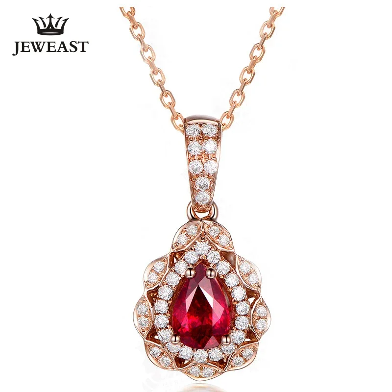 Natural Ruby 18K Pure Gold Pendant Real AU 750 Solid Gold  Upscale Trendy Classic Party Fine Jewelry Hot Sell New 2025