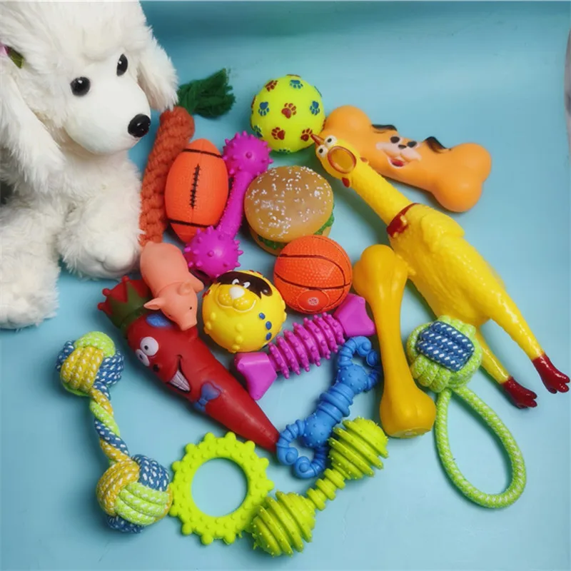 New Multiple Styles of Pet Toys Cotton Rope Plush TPR Chew Squeeze Sound Interactive Toys for For Small Medium Large Dogs Cat