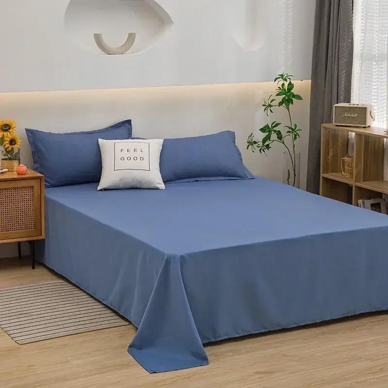 Four Seasons Universal New Bed Sheet White Double/queen/king Size Bed Sheet Solid Color Flat Sheet for Adult