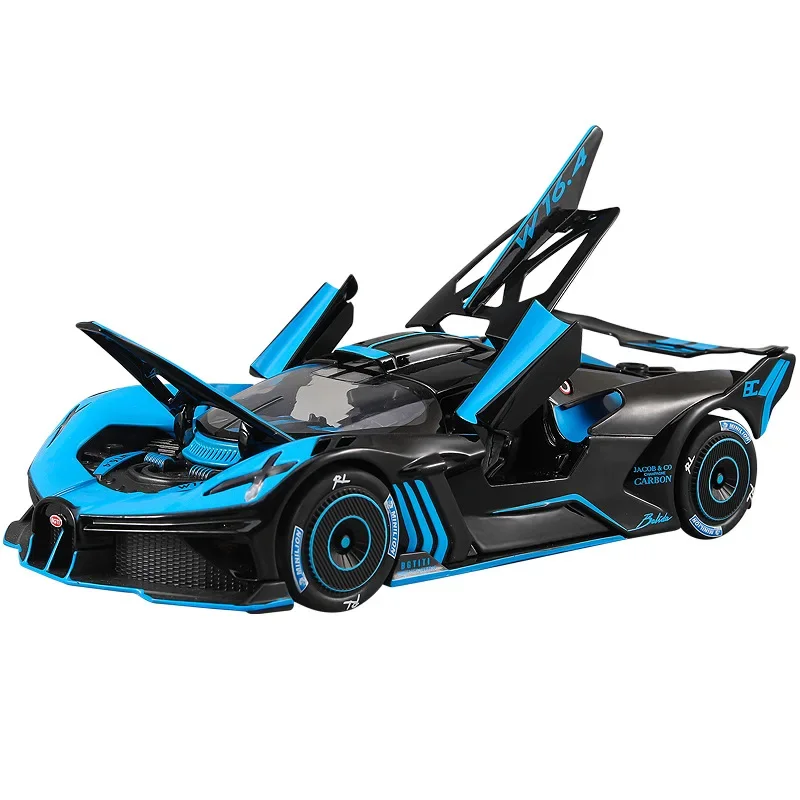 Bugatti Bomde Alloy Sports Car Model, Brinquedos para crianças, Presentes, Coleção recomendada, Simulação, 1:24, Spray