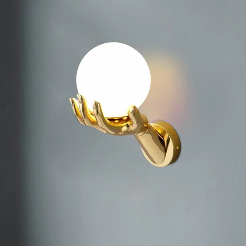 Golden Finger Wall Lamps Light Luxury Bedroom Bedside Lamp Nordic Modern Creative Designer Living Room Corridor Wall Lights
