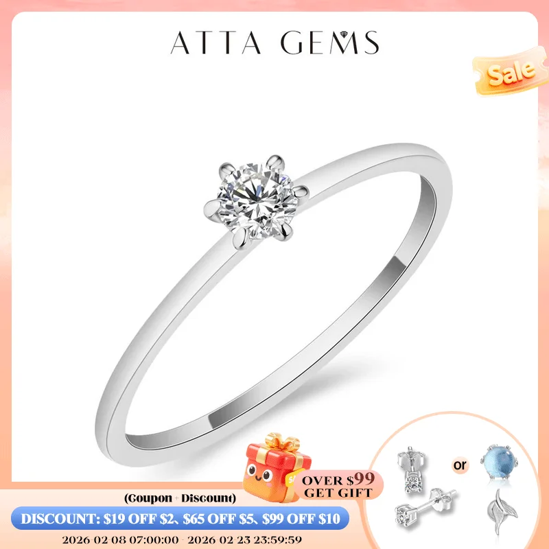 

ATTAGEMS Classic Round Cut 3.5mm Moissanite Ring for Women Handmade 925 Sterling Silver Rings Engagement Bride Gift Fine Jewelry
