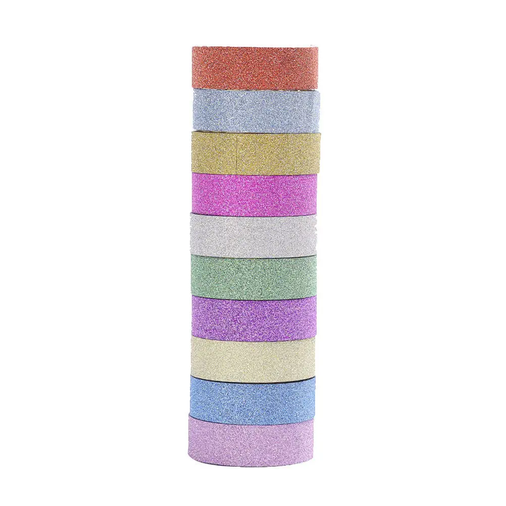 10Pcs Colorful Adhesive Tape Decorative Shiny Masking Tape for DIY Crafts Scrapbook Calendar Packaging Cupcake Flags Gift Wrap
